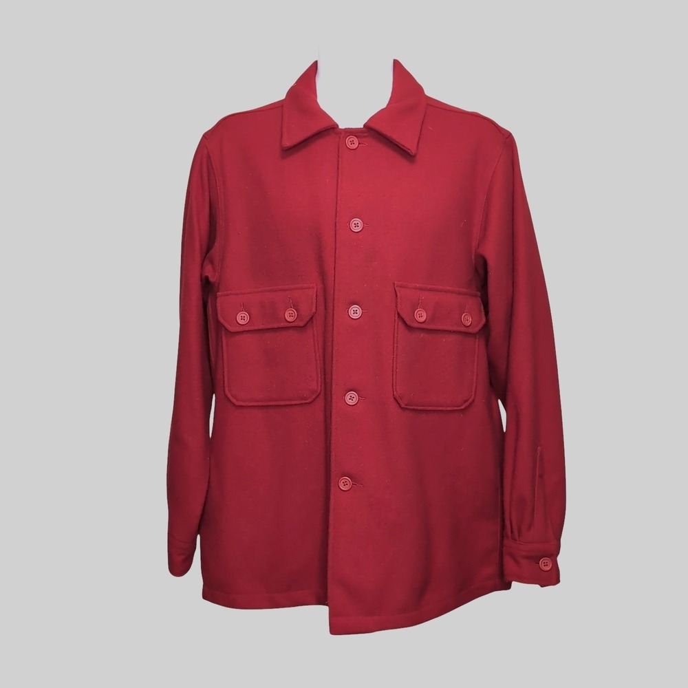 VTG Boy Scouts of America Wool Jac-Shirt Jacket Size 44 L Red Shacket BSA USA